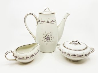 (A-24) VINTAGE PORCELAIN COFFEE/TEA SET-FLORAL PATTERN-NORITAKE
