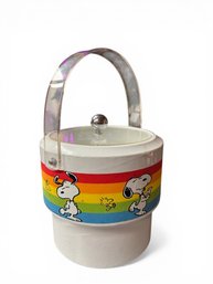 Rare Vintage Snoopy Ice Bucket With Clear Lucite Handle