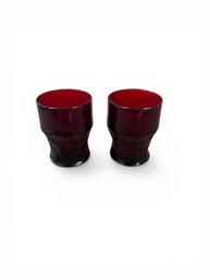 Set Of Two Vintage Red Glasses