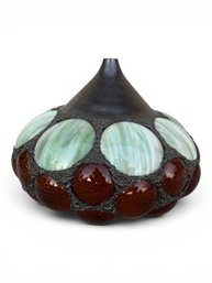 Antique Art Nouveau Slag Glass Tiffany-Style Lamp Shade 1915 AS IS