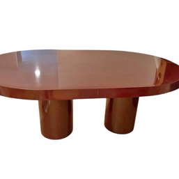 Red Lacquer Vintage Pedestal Table