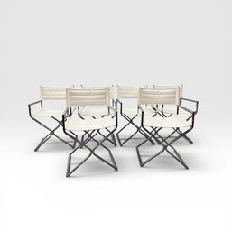Vintage Mid Century Modern Chrome Directors Chairs 1970s - Set Of Six
