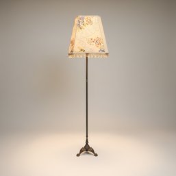 Vintage Floor Lamp With Gorgeous Floral Beaded Lampshade
