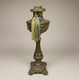 Antique Victorian Electrified Oil Lamp Base Ornate Brass Table Lamp