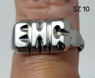 Silver Tone Intial Ring SZ 10