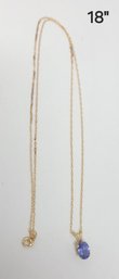 18' 14kt Gold Necklace With Purple Stone