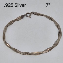 Sterling Silver .925 Braided Bracelet 7'