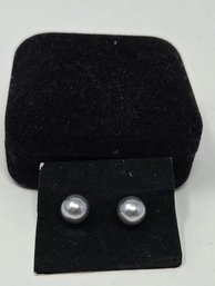 Sterling Silver .925, Pair Of Post Earrings With Silver Balls