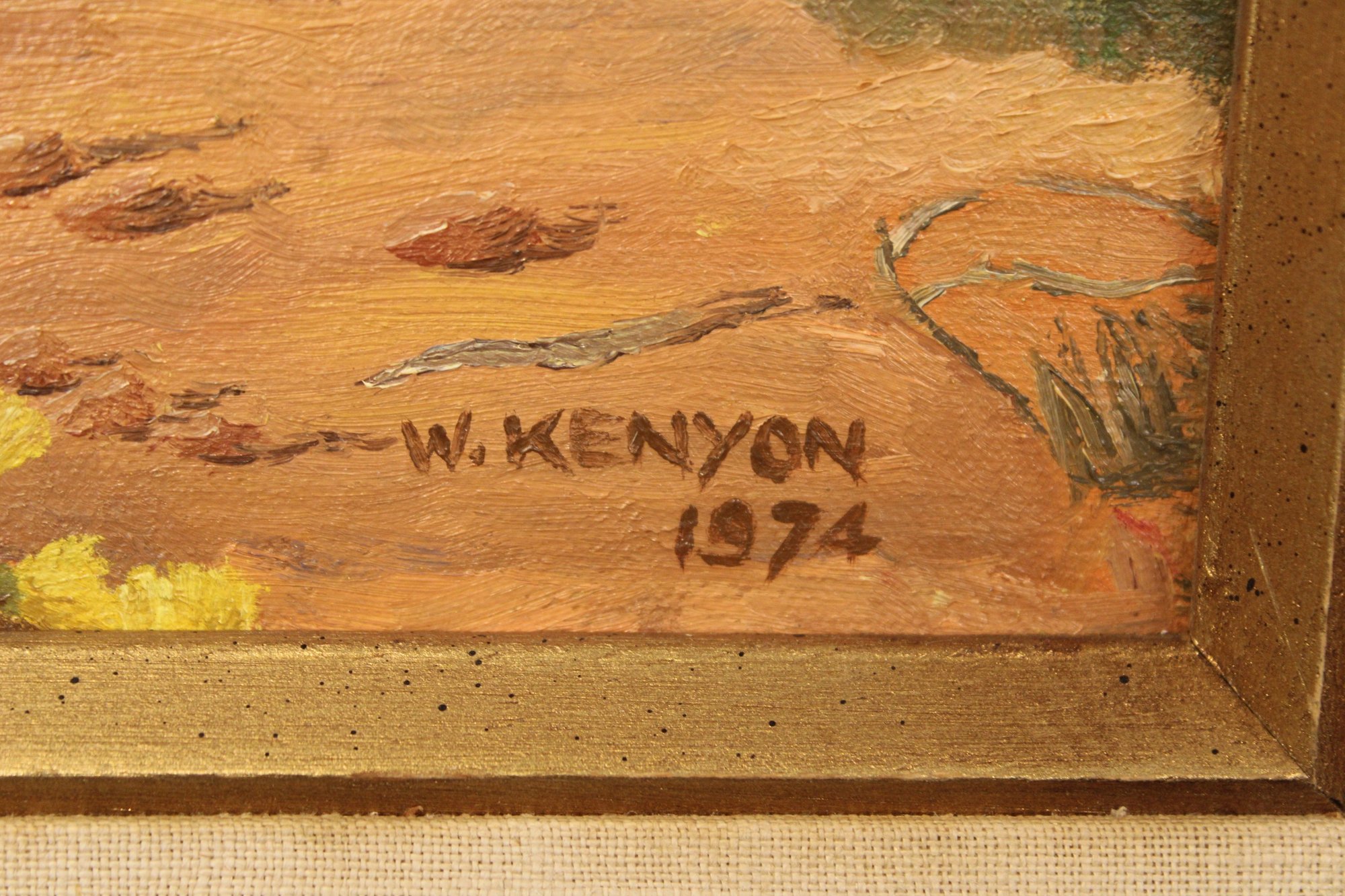2 Framed Western Oil On Board Paintings By W. Kenyon, 1974&1977, 22x18 ...
