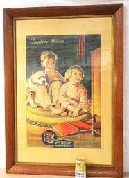 Nice Oak Framed Antique Eveready Battery Ad By Frances Tipton Hunter, 29x41'H  (114)
