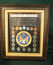 Framed 'Wartime Coinage' 1942-1945 Cents & Nickels, 12x14'H  (128)