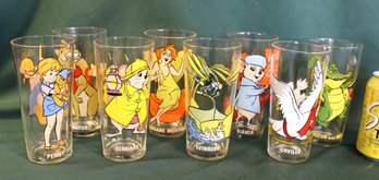 Group Of 8 Pepsi 1977 'The Rescuers' Collection Tumblers By Walt Disney Prodductions
