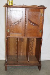 Beautiful Antique Oak Music Cabinet, Mint Condition, Original Hardware, 22x13x37'H   (133)