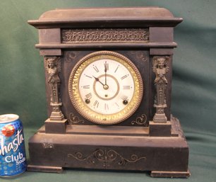 Seth Thomas Spring Driven Mantle Clock W/Pendulum & Key, Time & Strike, 13x6x14'H  (134)