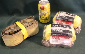 2 New Unopened E-Track Ratcheting Tie Downs, 2'x 16' & One Used Tie Down  (146)