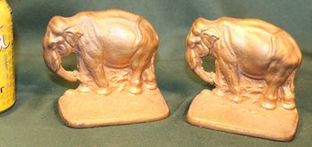 Antique Pair Metal Elephant Bookends, 4'H   (14)