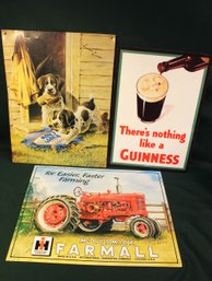 3 Metal Signs - Puppy Chow By Kratz, 12x16 & Guinness Sign 10x15' & McCormick Farmall 16x13'  (150)