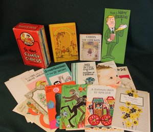 5 Family Circus Books, 'Cheeps The Chicken' Book, Assorted Unused Greeting Cards  (152)