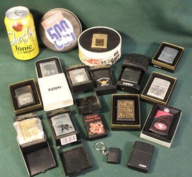 Tobaccoania: 15 Cigarette  Lighters, Mostly Zippo   (158)