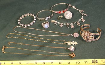 Vintage Costume Jewelry: 5 Bracelets, 4 Necklaces, 2 Rings   (158)