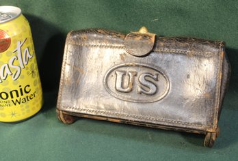Rare Antique Arsenal Brand Leather US Cartridge Holder, Belt Mounted, Model 1874   (164)