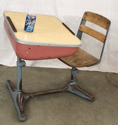 Child's Lift Top School Desk, Formica Top, Ca. 1950's W/chair  (165)