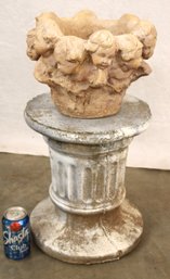 Cast Concrete Garden Stand, 14'H, As Is, W/cast Jardinire Pot, 8'H (168)