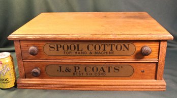 Antique Oak J &P Coats Spool Thread Cabinet, 21x15x8h   (16)