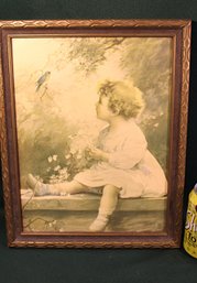 Antique Framed 'Song Of The Bluebird' Print, Zula Kenyon, 11.5x15'H  (16)