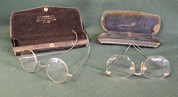 2 Pr Antique Eye Glasses In Cases - One 12K Gold Filled, Shuro  (176)