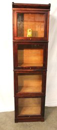 Antique 4 Section Mahogany Stacking Barrister's Bookcase W/ Lift Up Doors, Unusual Size, 17x12x63'H   (177)