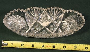 Antique Signed Clark Clear Cut Glass Oval Bowl, 8x3.5'   (17)