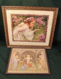 Framed 'Lilac Angel', Laurie Snow Hein 17x15'H & 'All Things Bright & Beautiful', Margaret Tarrent 12x10' (17)