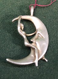 Vintage Sterling 'Nude On The Moon' Pendant, .2 OZT(182)