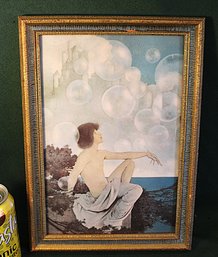 Antique Framed 'Air Castles' Print By Maxfield Parrish, 1904, 9.5x13'H  (182)