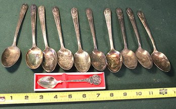Set Of 10 Wm Rogers Presidents Spoons & Apollo 13 Souvenir Spoon  (190)