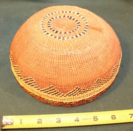 Antique Woven Hupa Hat, Showing Small Repair , 7'D  (192)