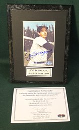 Joe DiMaggio Hall Of Fame 1955 Autographed  Photo Plaque W/COA  (193)
