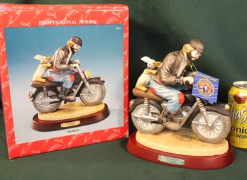 1998 Flambo Porcelain Emmett Kelly Jr. Figurine Professional Series,'The Biker', 8.5'H On Stand In Box (193)
