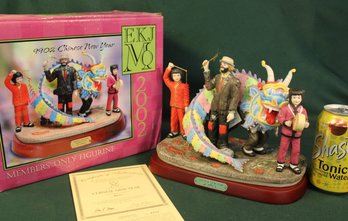 Flambo 2002 Porcelain Emmett Kelly Jr. Figurine, 'Chinese New Year', 10x7'H In Box W/COA  (194)