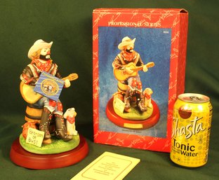 1999 Flambo Imports Porcelain Emmett Kelly Jr. Figurine, 'Branson Or Bust', 7.5'H Signed, In Box  (195)