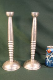 Art Deco Pair Aluminum Candle Sticks, 15'H   (19)