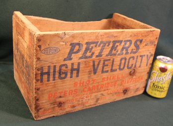 Wooden Ammo Box, Peters High Velocity Shot Shells, Dupont, 14x9x8h   (19)