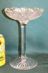 Antique Tall Clear Cut Glass Compote, 9'H  (203)