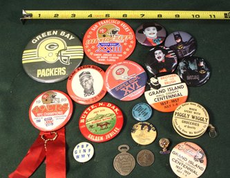 15 Vintage Pin Baack Buttons, Tape Measure, More  (204)