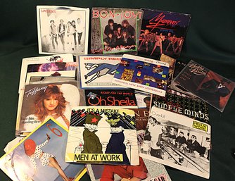 Group Of 35 Vinyl 45 RPM Records With Jackets   (207)