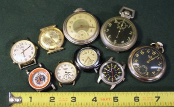 Vintage Group Of 9 Watches - 3 Are Pocket Watches  (210)