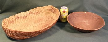 2 Antique Native American  Woven Bowls W/damage As Shown, 18x12' & 12'D  (212)