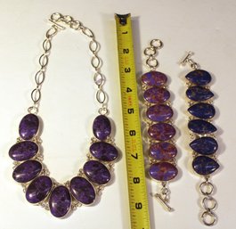 Necklace & 2 Bracelets, Stamped 925  (214)