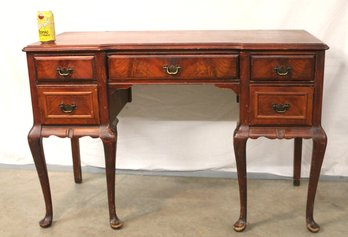 Mahogany Queen Ann 5 Drawer Flat Top Desk, Ca. 1935, 46x19x31'H   (218)